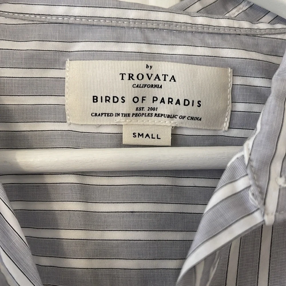 Trovata Birds of Paradis Striped Peplum Blouse Size Small - Picture 3 of 4